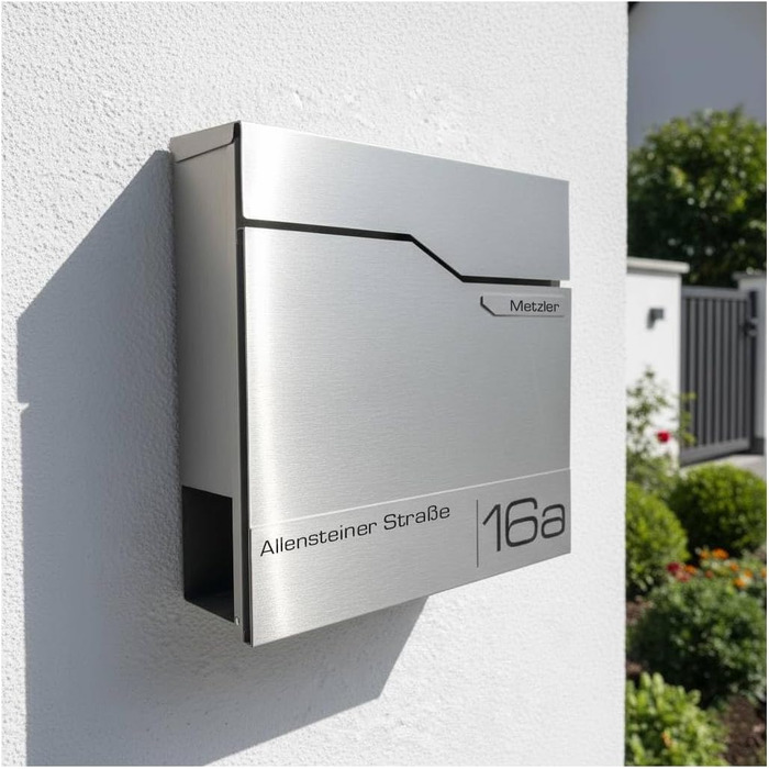 Поштовий ящик Metzler Thobe з нержавіючої сталі, з відділенням для преси та іменним табличкою
