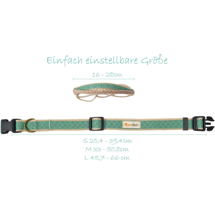 Нашийник для собак Pettsie з банданою та браслетом дружби, регульовані розміри S, M, L, знімний бандана, приваблива упаковка, для власників собак, зелений, L 45,7-66 см