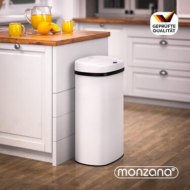 Сміттєвий бак Monzana з сенсором 50л, нержавіюча сталь, електричний, з LED-дисплеєм, білий