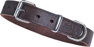 Смугастий шкіряний нашийник для собак Freudentier Alsterufer - ручної роботи, з сертифікованої шкіри, для малих, середніх та великих собак (Чорний, 43,5-55см)