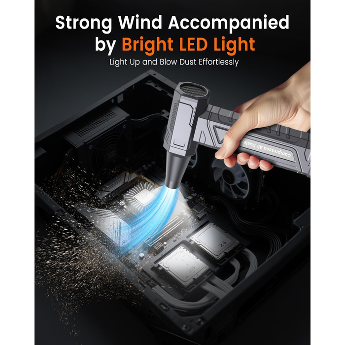 Електричний повітряний пилосос для чищення ПК - Air Duster 200000 RPM, 4-ступенева регулювання, акумуляторний міні-фен, для клавіатури, дому, авто
