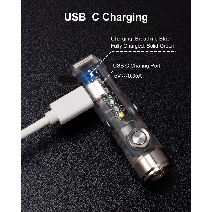 Ліхтарик-брелок RovyVon A8 G4, 650 лм, USB-C, ультрафіолет 365 нм, червоне й біле бокове світло, компактний EDC