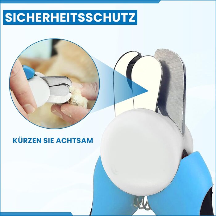Професійні ножиці для обрізання кігтів собак, котів та дрібних тварин з нержавіючої сталі, з функцією зупинки, інтегрованим напильником та неслизькою ручкою. Підходять для початківців. Колір: блакитний