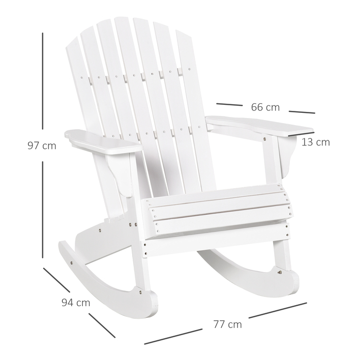 Крісло-гойдалка Outsunny Adirondack, 77 x 94 x 97 см, біле, стійке до погодних умов, ідеально підходить для садово-балкових меблів