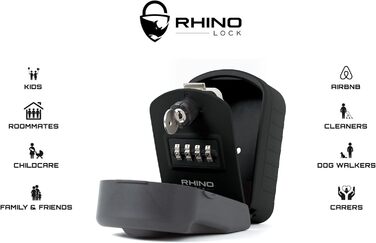 Rhino Lock - Сейф для ключів на стіну з комбінацією, чорний - Pro