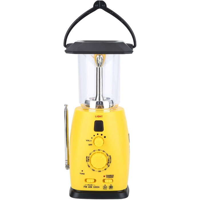 VGEBY LED Camping Lantern, 8 LED Solar Crank Lantern Hand Crank Lantern Rechargeable Solar Lantern With AM/FM Radio FOR Camping, Storms, Power Outages, Hiking, Walking, Festivals, Caravans