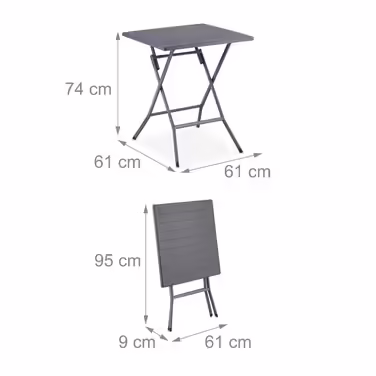 Relaxdays Balcony Furniture Set, 3-Piece, Wood-Look