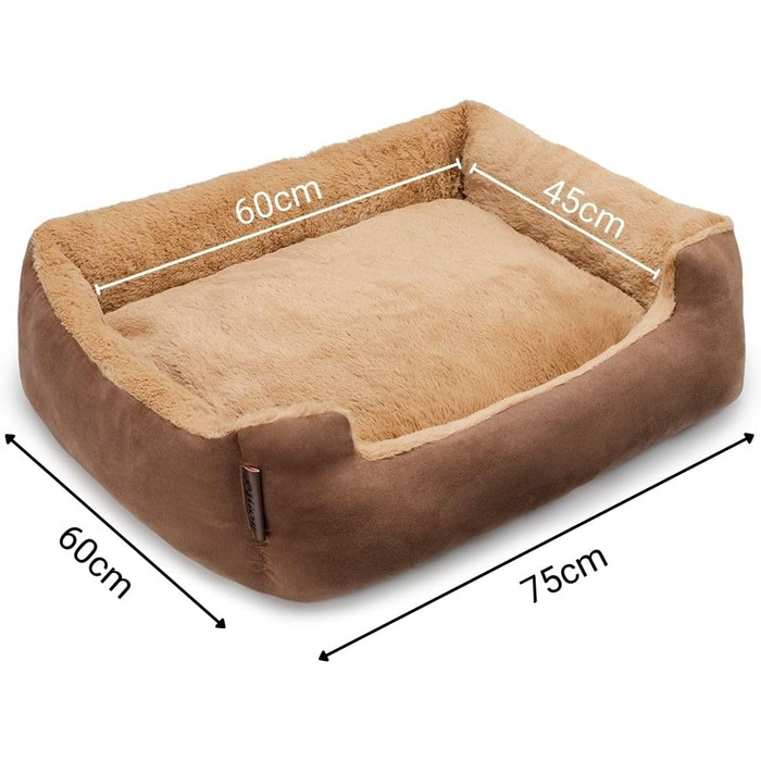 Килимок для собак Lionto з двостороннім подушками та антиковзною основою, 75x60 см, коричневий/бежевий