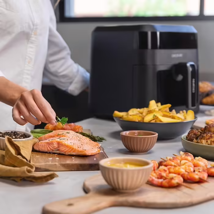 Аерофритюрниця Cecotec Cecofry Experience Window 6000, 6 л, 1300 Вт, PerfectCook, 9 програм, таймер, сенсорна панель, чорна з вікном