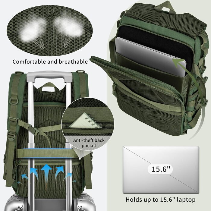 Рюкзак для камери з відділенням для ноутбука 15.6 дюймів - водонепроникний рюкзак для фототехніки, міцний, сумісний з Canon, Nikon, DJI | Знімний підкладковий вкладиш | Ремінь для штатива (Зелений)