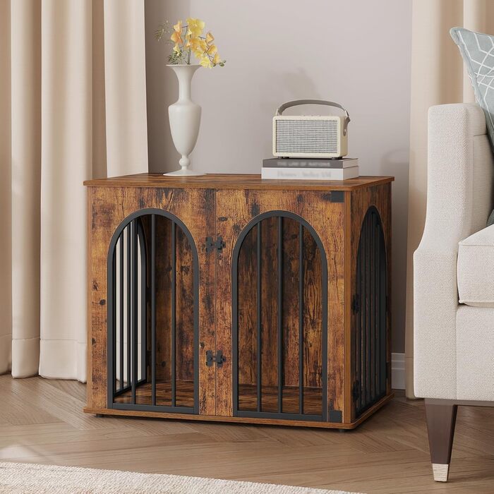 Клітка для собак Hzuaneri, 68x49x56 см, 3 двері, вінтажний колір, для дому, міцна, DFC85501B