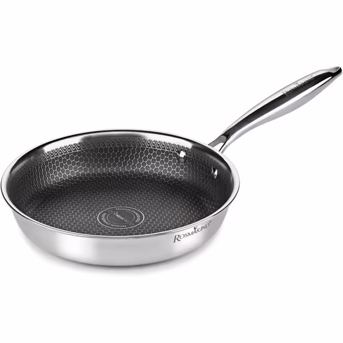 ROSMARINO HexaPro 3.0 28 cm Stainless Steel Frying Pan - High-quality non-stick coating, oven-safe - Ideal for versatile cooking (Pan, 24cm)