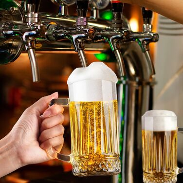 Набір з 2 скляних кружок для пива на 580 мл з ручкою, Elysia