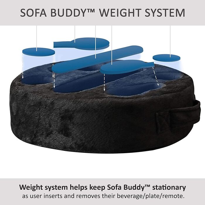 Sofa-Buddy Practical Couch Cup Holder, Couch Coaster, Sofa Cup Holder - The Perfect Couch Accessory (Big-SoftVelvet-Black)