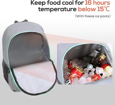 25L Cooler Backpack, Waterproof Cooler Backpack, Ultralight Backpack for Picnic, Camping, Hiking, BBQ (Gray)
