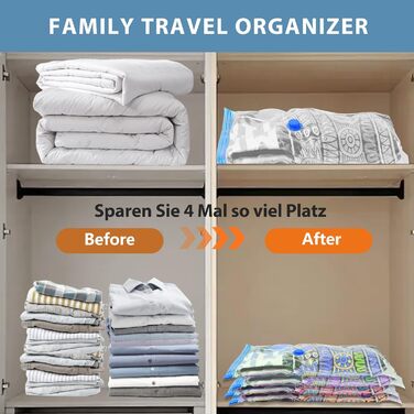 Kissleaf Vacuum Bags for Clothes and Bedding with Electric Pump, 15 Pieces, Travel, Quick Air Extraction, Space-Saving, Dust and Waterproof, Plus Size for More Compression