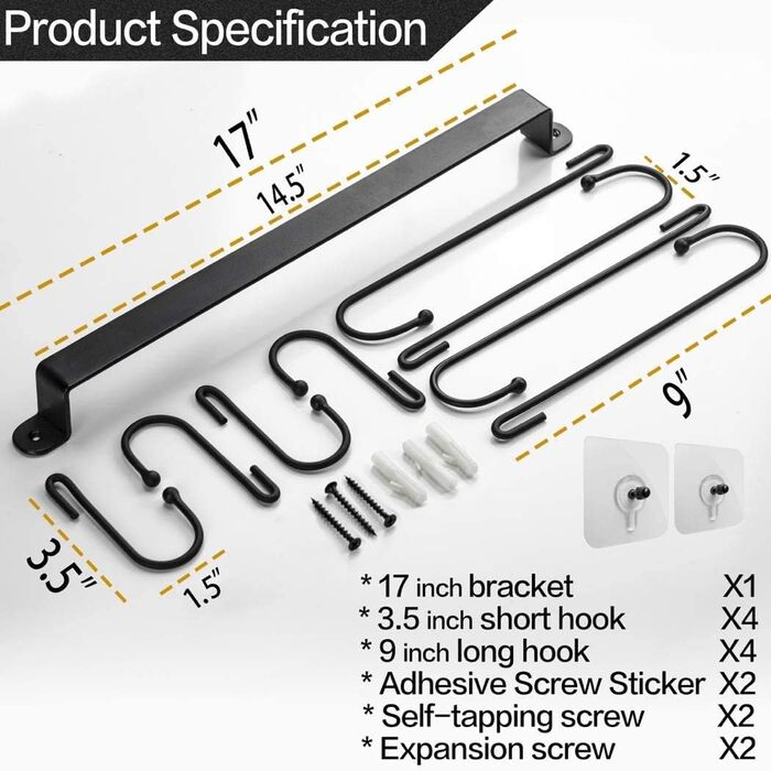 AJART Coffee Cup Hook Shape Hand-Forged (43.2 cm), Free and very flexible for utensil holder