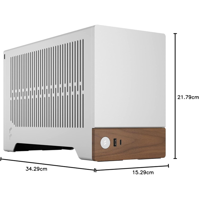 Корпус для ігрового ПК Fractal Design Terra Wood Walnut - mITX, PCIe 4.0, USB Type-C, анодований алюміній (срібло)