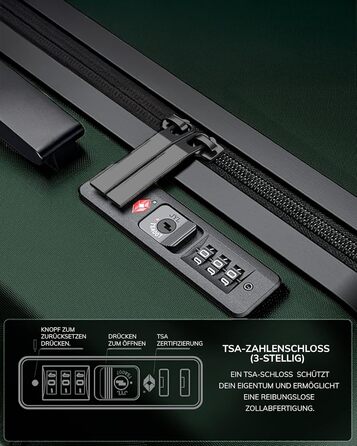 Набір валіз FERGÉ 3 шт. з жорстким корпусом, TSA-замком, Канни. Валіза-тролей, набір (Ручна поклажа, L, XL). 3 шт. валізи з жорсткого корпусу, роликові валізи, 4 м'яких роликів - дуже міцний валіза з полікарбонату. Колір: смарагдовий