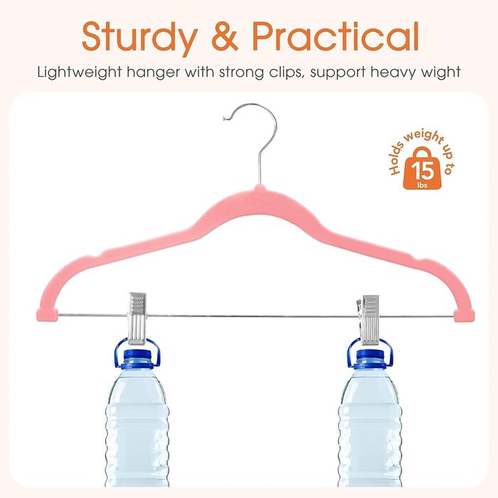 Валiзочка для одягу VECELO Premium з металевими зажимами, неслизька та економна, з 1 магічною валізочкою та 2 тримачами для краваток, ідеальна для жінок та чоловіків, 20 шт., рожевий