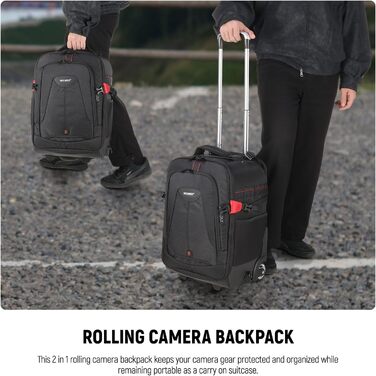Рюкзак-тележка для камери NEEWER 2-в-1 NW-DA410T: водонепроникний, знімний, для фотообладнання та ноутбука