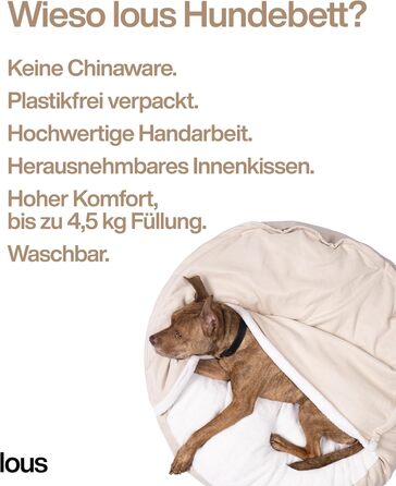 Lous® Fluffy Dog Bed, Dog Cave, Washable, Large Dogs, Small Dogs and Cats, Cat Bed, Removable Cover (L x B Variant (approx. 72cm), Beige)