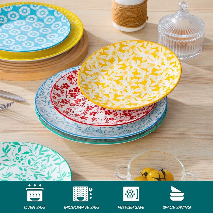 Набір посуду Vancasso Selene для 6 осіб, 24 елементи, пастелеве порцелянове покриття. Включає: 6 тарілок, 6 тарілок для десерту, 6 супових тарілок, 6 мисок. Підходить для мікрохвильової печі.