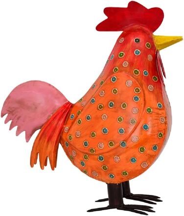 Exner Decorative Decorative Rooster Garden Decor Metal Painted Approximately 44 cm Tall (Orange)