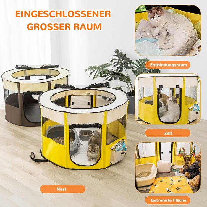 Переносний вольєр для тварин Allsopets: клітка для собак, котів, кроликів (XL, жовтий)