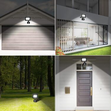 Aigostar 20W LED Floodlight with Motion Sensor Outdoor, 1650LM 6500K Cool White Outdoor Floodlight, IP65 Waterproof Spotlight, Outdoor Light for Garden, Courtyards, Garage, Hotel, 2PC (20W)