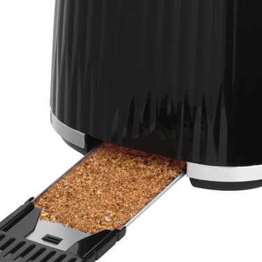Тостер Russell Hobbs Eden: 2 відділення, 6 рівнів підсмажування, підйом, розморожування, підігрів, крихтозбірник, насадка для бургерів, чорний (27374-56)