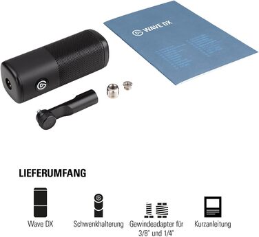 Елгато Wave DX – Динамічний XLR мікрофон з нирковою характеристикою, для подкастів, стрімінгу та трансляцій, без підсилювача, сумісний з Mac/PC
