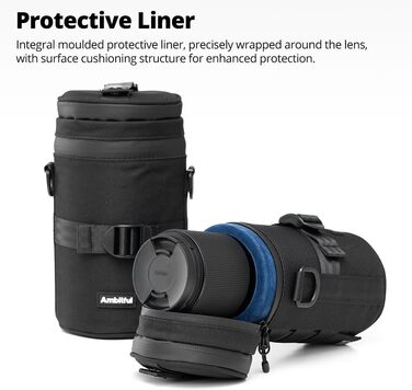 Захисний чохол для об'єктива камери AMBITFUL: водонепроникний, пилонепроникний, ударостійкий. Підходить для Sony, Nikon, Canon, Fujifilm, Tamron (до 110x225 мм)