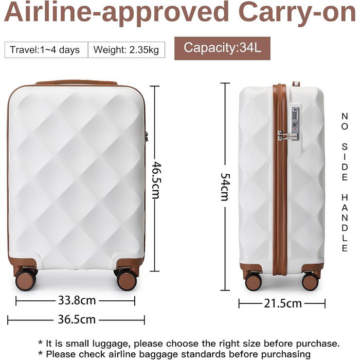 Чемодан British Traveller Hartschalenkoffer Groß, 74.5 x 49 x 30.5 см, з ABS + PC, TSA-замок, 4 колеса, для подорожей та бізнесу (Крем, M)