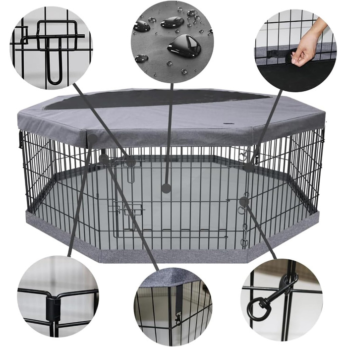 Захисна килимок для вольєру для собак PETIME, водовідштовхувальний, для дому та вулиці, сумісний з 8-панельними вольєрами шириною 61 см