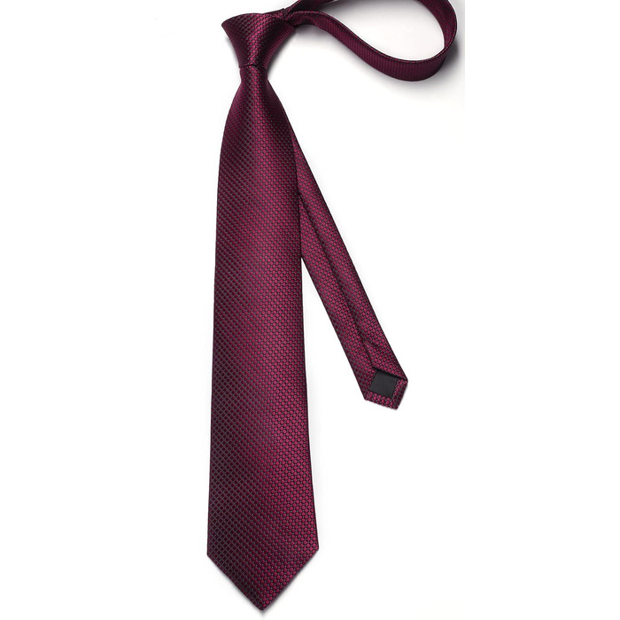 HISDERN Комплект краватки та нагрудного хустинки в клітинку для чоловіків, бургундський колір