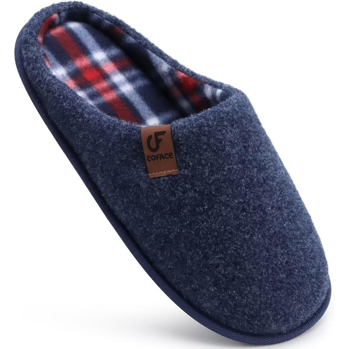 Тапочки чоловічі COFACE з фетру, теплі та зручні, з антиковзкою гумовою підошвою, розмір 40-49, темно-синій