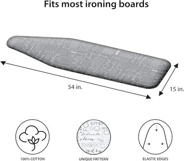 Чохол та килимок для прасувальної дошки, стрейчевий, бавовна, сірий