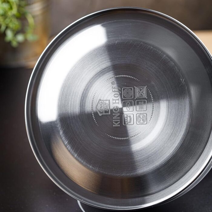 Чайник Kinghoff 1.8L з нержавіючої сталі з свистком, для індукційних плит, компактний, з нержавіючої сталі, матовий білий