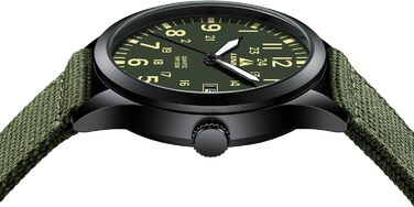 Годинник чоловічий LN LENQIN Military 30M водостійкий кварцовий годинник з датою на ремінці з нейлону, тактичний спортивний годинник для чоловіків (зелено-чорний)