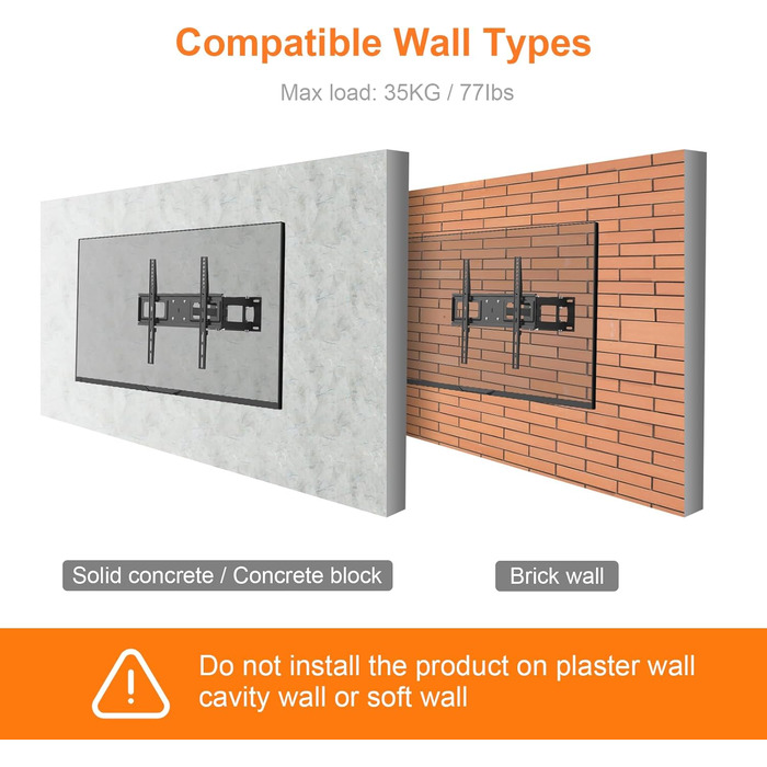 Настінний кріплення для телевізора GRIFEMA: поворотний, нахильний, висувний, універсальний (26-65 дюймів, до 60 кг, VESA 600x400)