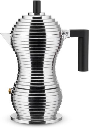 Кавомашина Alessi Pulcina, алюміній, 3 чашки, чорна, 12 x 23 x 12 см