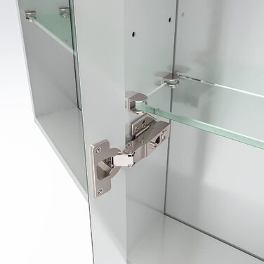 Дзеркальна шафа для ванної кімнати AQUABATOS з розеткою та підсвічуванням LED, 50x70 см, шафа для ванної кімнати, дзеркало з інфрачервовим датчиком, регульоване освітлення, антизапар, холодний білий колір світла, алюмінієва шафа, двостороннє дзеркало