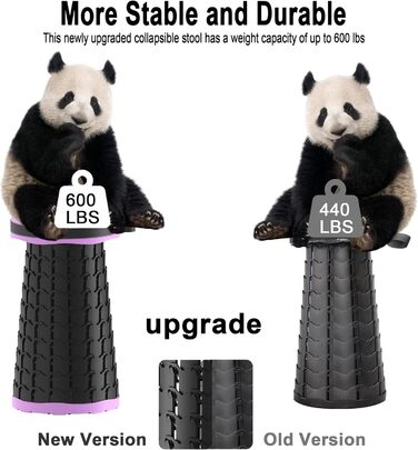 Тeleskopний складаний стільчик для кемпінгу, риболовлі та відпочинку, 280 кг, фіолетовий, 25x25x45 см