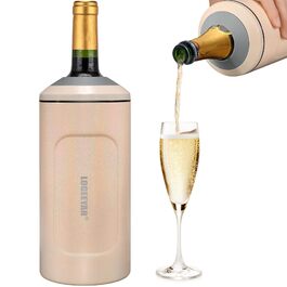 Охолоджувач для вина з кришкою, 750мл, для вина, шампанського, з нержавіючої сталі, подвійні стінки, портативний, для пікніка, подарунок для поціновувача вина, рожевий