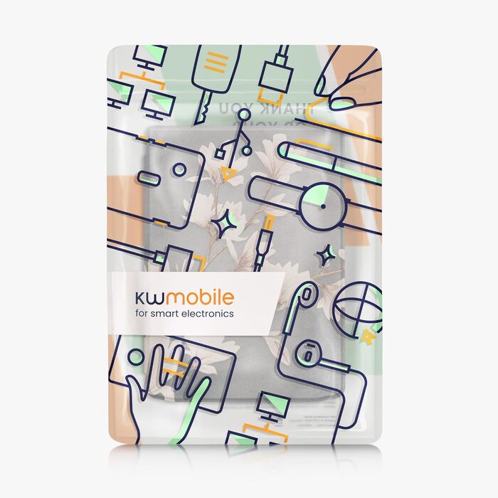 Чохол-книжка kwmobile для Pocketbook InkPad 4 / Color 3 / Color 2 / Vivlio InkPad 4 / InkPad Color 3 - Magnolien Taupe Weiß Blaugrau
