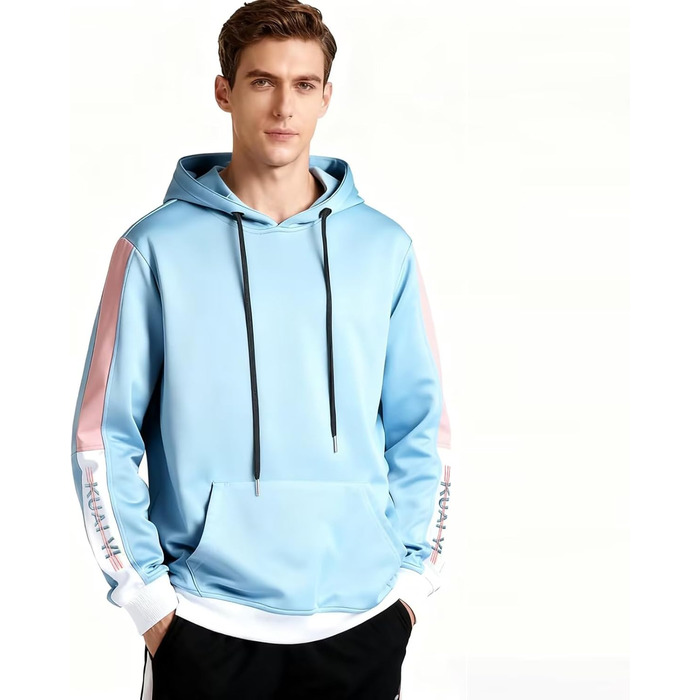 Чоловічий світшот з капюшоном Kenaijing, бавовна, блакитний, розмір L