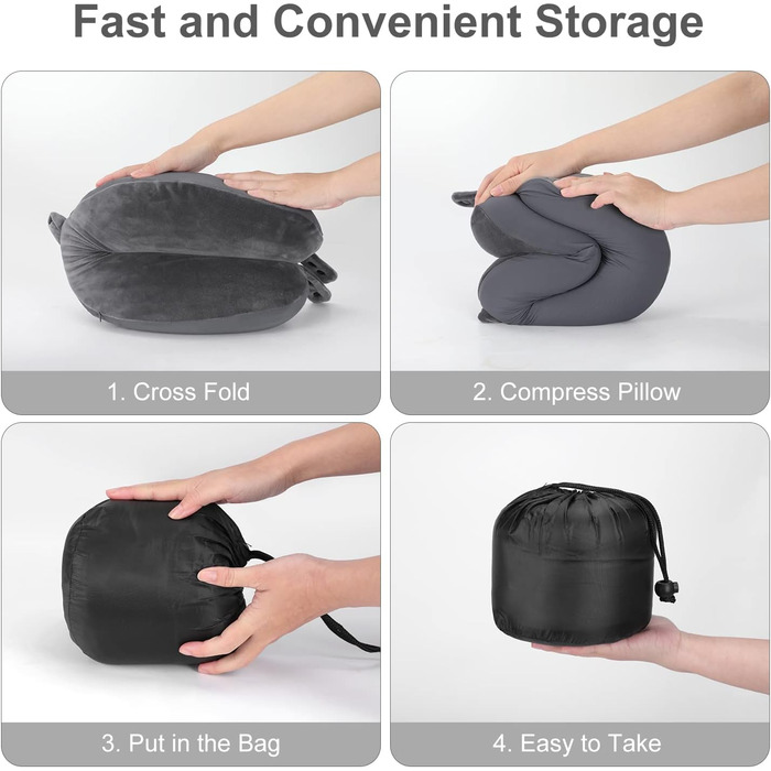 Подушка для шиї TALLGO з Memory Foam - для подорожей, автомобіля та дому (Сірий)