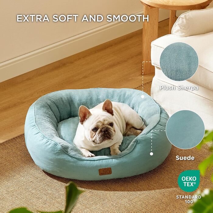 BEDSURE Cat Bed Washable - Cat Bed - 63x53x20cm Cat Bed with Reversible Inner Cushion Cat Sleeping Place for Cats or Small Dogs (Washed Blue, L 63 x W 53 x H 20 cm)