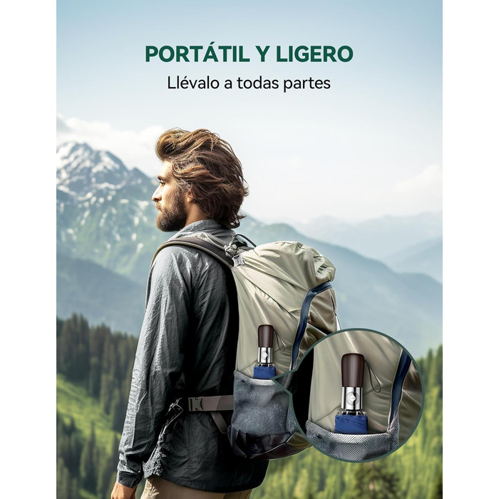 TECKNET Автоматичний парасолька, стійкий до вітру, легкий у використанні, синій
